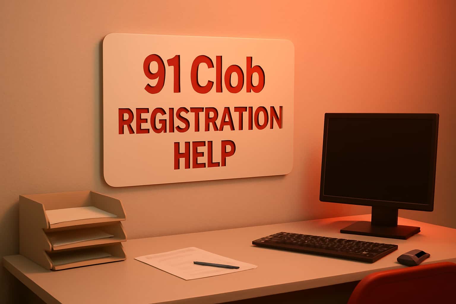 A futuristic representation of 91 Clob Registration Help with neutral tones and clear text.