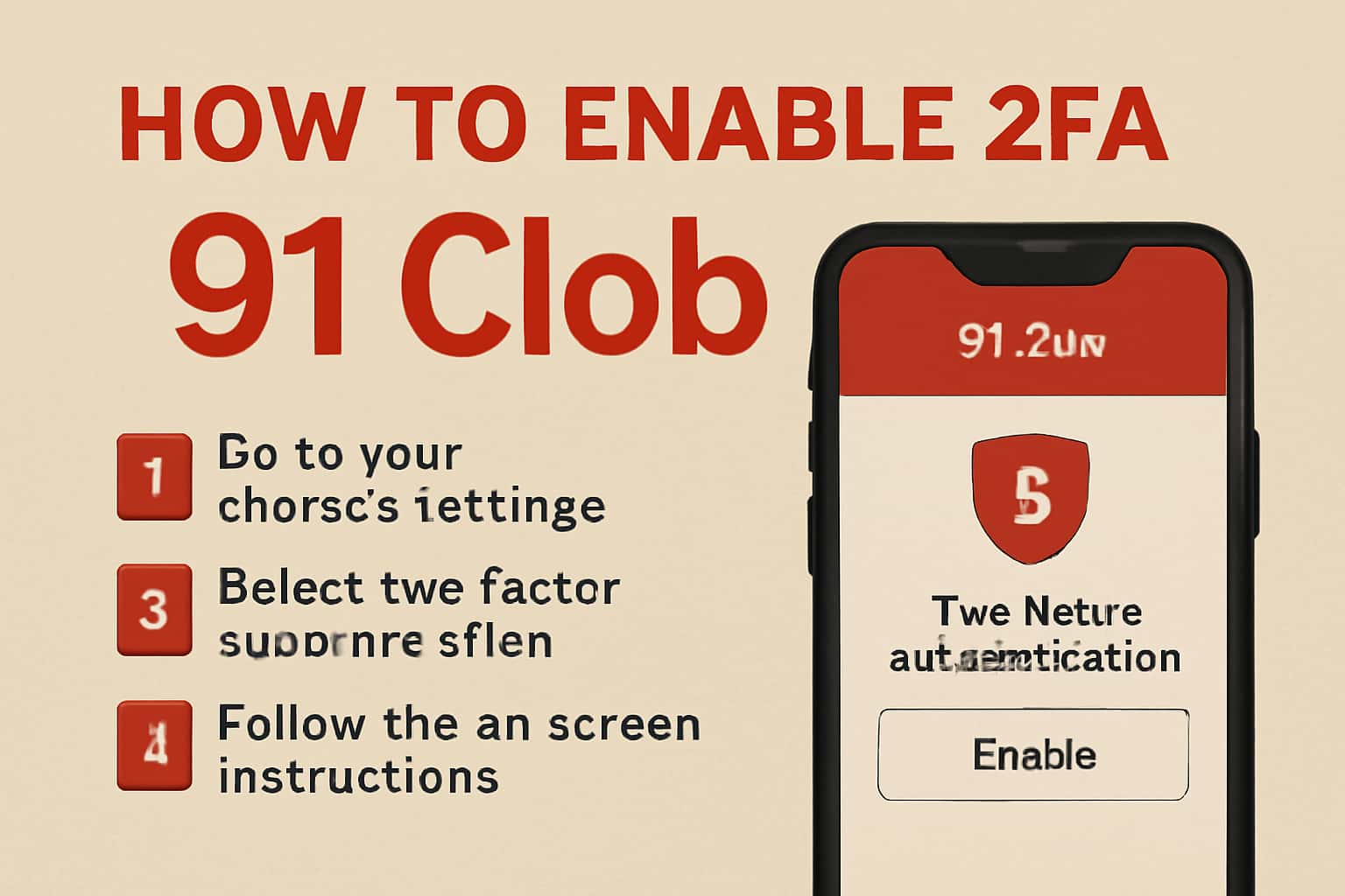An informative visual representation of enabling 2FA for 91 Clob.