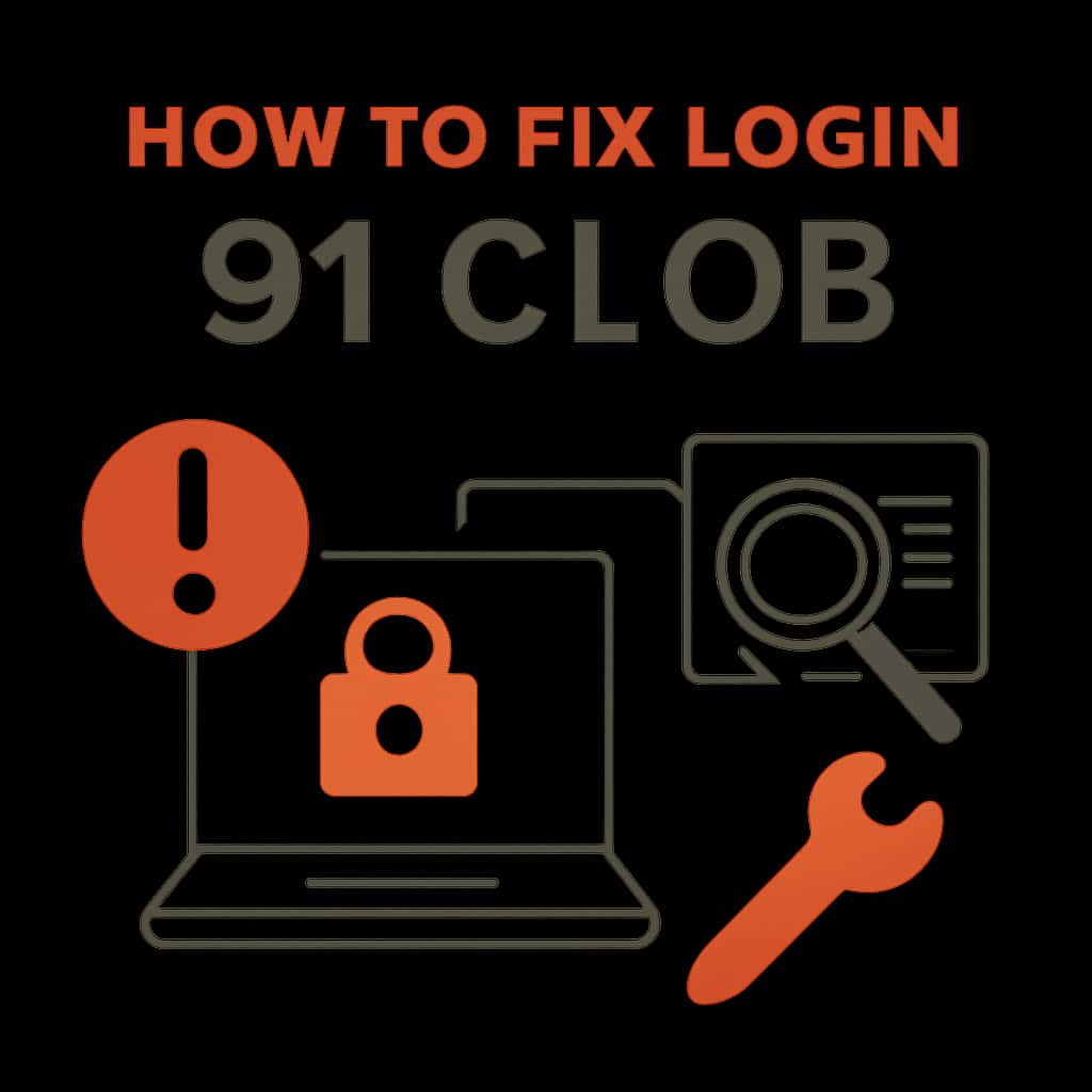Diagram illustrating steps for fixing 91 Clob login issues.